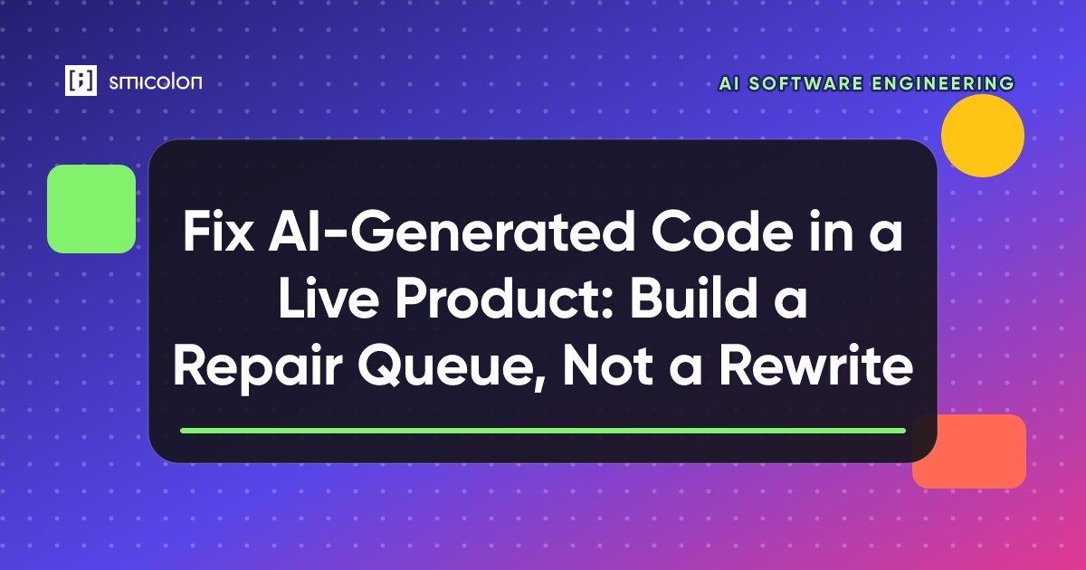 Fix AI-Generated Code in a Live Product: Build a Repair Queue, Not a Rewrite