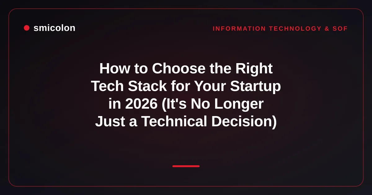 How to Choose the Right Tech Stack for Your Startup in 2026 (It's No Longer Just a Technical Decision)